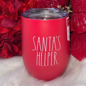 NWT Rae Dunn Red SANTA'S HELPER Christmas Wine Tumbler